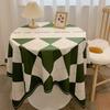 British Plaid Flannel Tablecloth Light Luxury Retro Round Table Cloth Coffee Table Cover Dustproof Dining Table Fabric