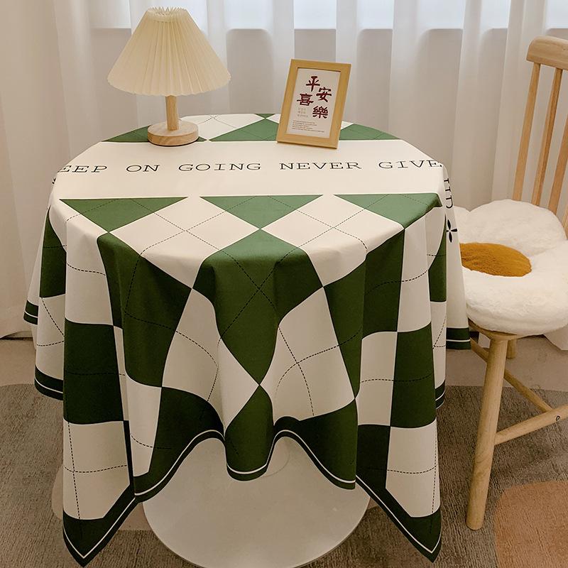 British Plaid Flannel Tablecloth Light Luxury Retro Round Table Cloth Coffee Table Cover Dustproof Dining Table Fabric