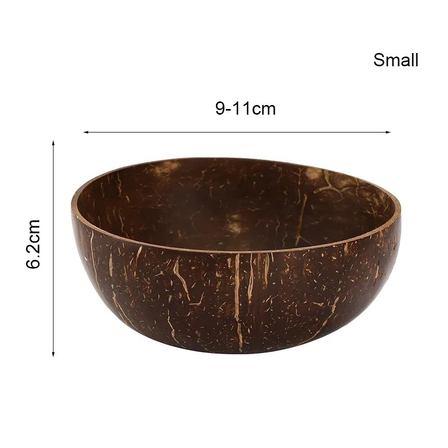 3 Sizes Natural Coconut Shell Bowl Coconut Bowl Wooden Bowls Light Food Container Fruit Salad Milkshake Dessert Bowl