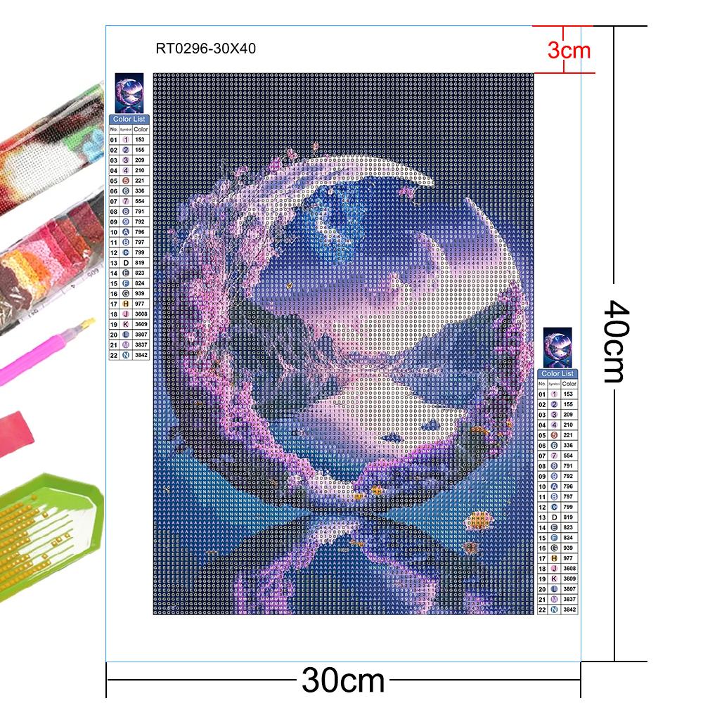 DIY 5D Diamond Painting Art Purple Moon Full Round Mosaic Diamond Embroidery Landscape Cross Stitch Set Home Decoration