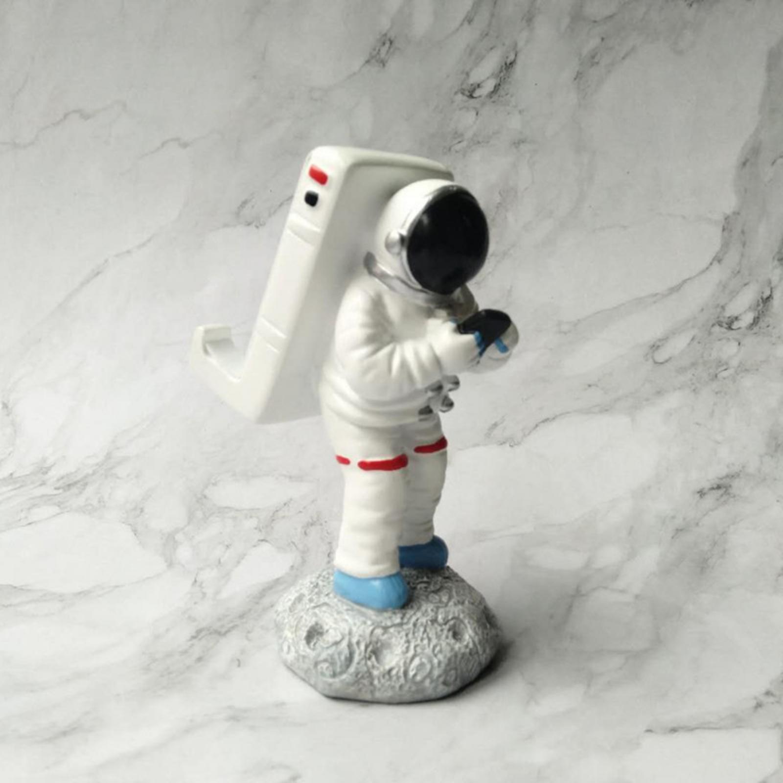Astronaut Figure Phone Holder, Creative Craft Resin Ornament Car Accessory Gift one size