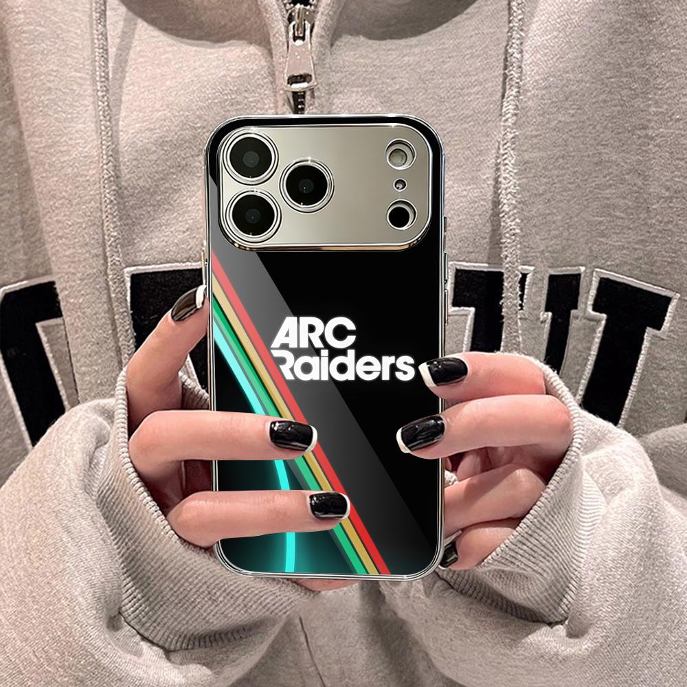 Game A-ARC Raiders Phone Case For iPhone 17 16 15 14 13 12 Pro Max Plus Electroplated Metal Shockproof Bumper Case Glass Back