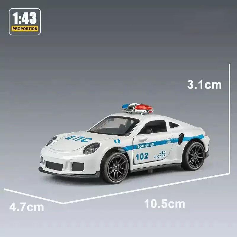 1:43 High-end Police Car Alloy Car Model Children's Car Toy Can Open the Door Pull Back Ornaments Collection Mini Car
