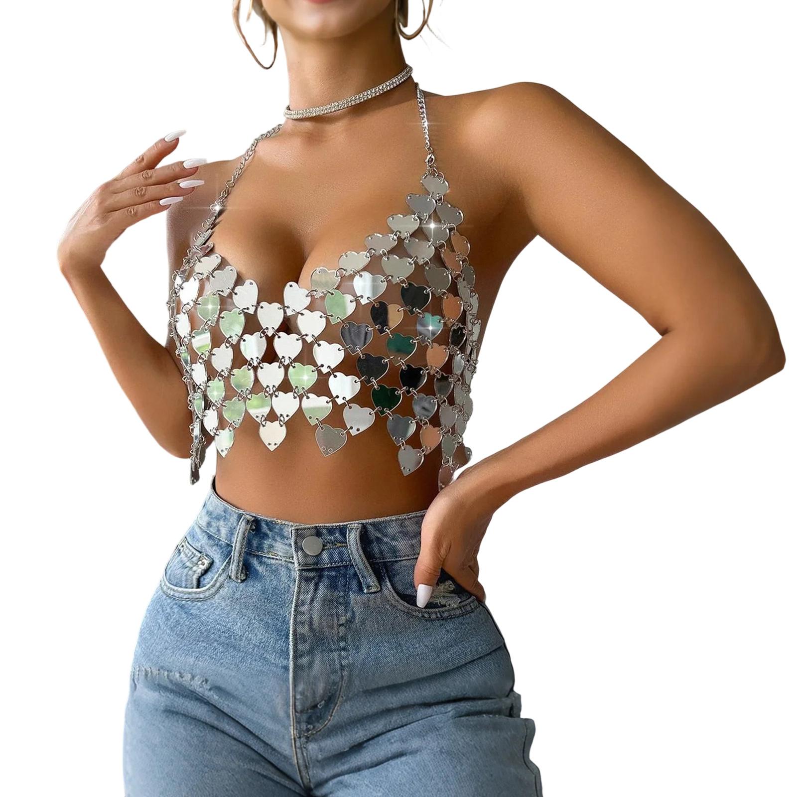 

Женский модный акриловый топ-майка с открытой спиной One Size серебряный