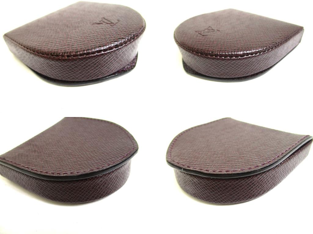 Authentic LOUIS VUITTON Taiga Bordeaux Leather Coin Purse Porto Monnaie Gousset #a541  Refurbished