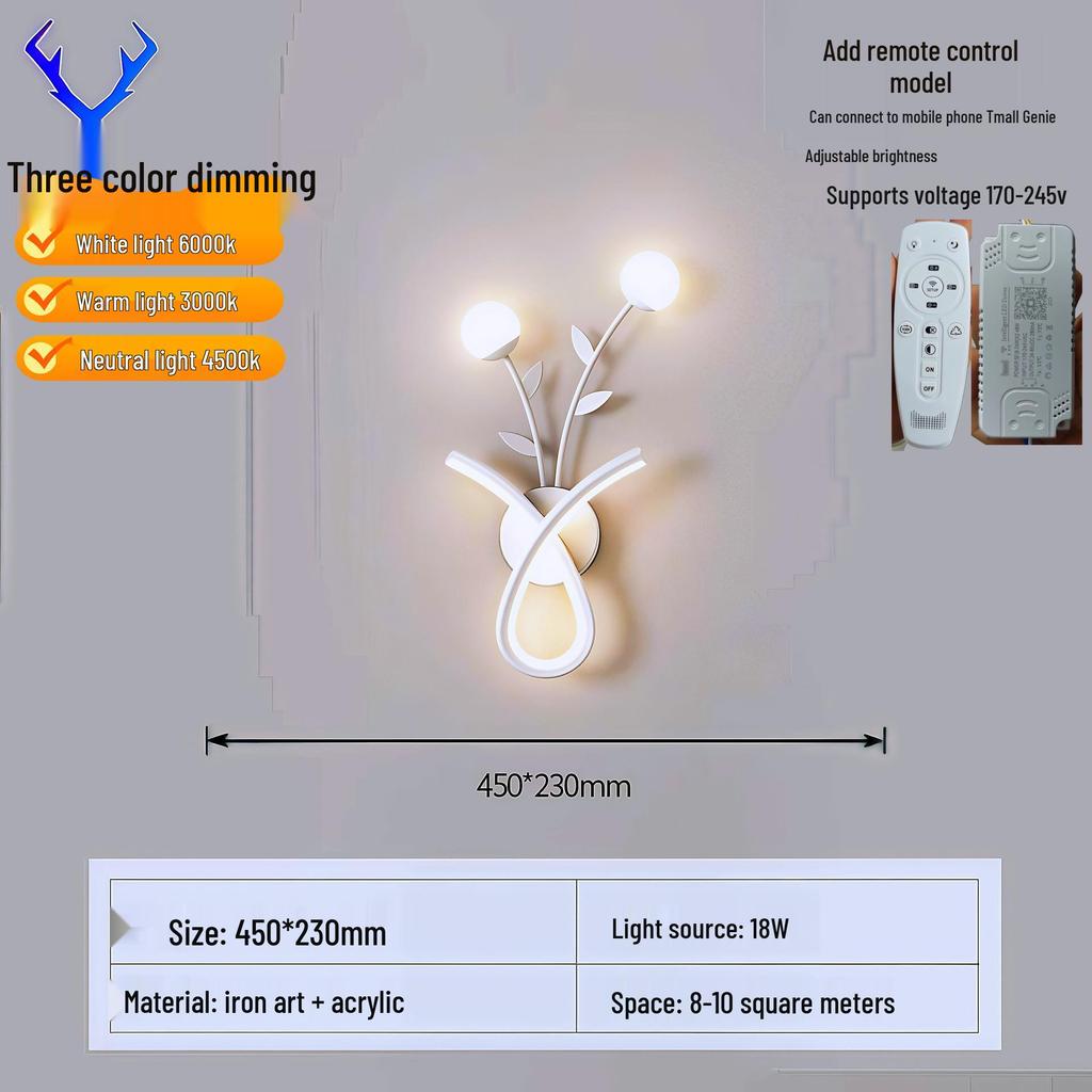 Kreative LED-Wandleuchte für den Innenbereich mit Fernbedienung - Stufenloses Dimmen für Schlafzimmer, Wohnzimmer, Flur, Balkon oder Treppenhaus