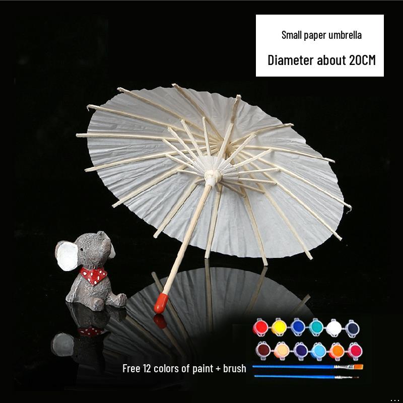 Handmade Children's Oil Paper Umbrella - Chinese Intangible Cultural Heritage, Small Flower Pattern, Ancient Style, Graffiti Material