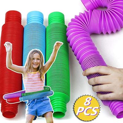 8/16/24 Pcs Colorful PopTelescopic Tube Stretching Corrugated Tube Children Adult Stress Relief Toy