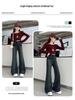 2025 New Korean Style Fleece Flared Pants for Girls - Autumn/Winter Elastic Straight-Leg for Middle School Students