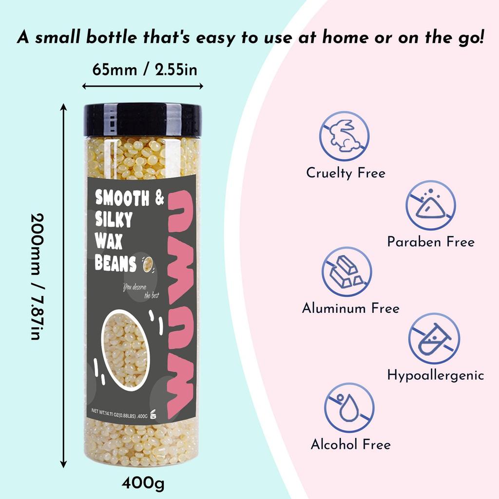 Perfect Halloween Gift Set-WUWUVISTA 1600g Wax Bean Set(400gX4), Hair Removal Hard Wax Beads for Wax Heater Painless for All Hair Types/Body/Face/Leg