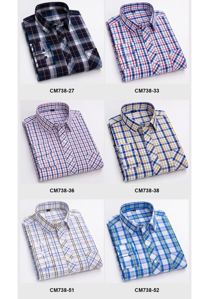 Men's Slim Fit Plaid 100% Cotton Shirt - Long Sleeve, Spring/Autumn Casual Korean Style for Young & Middle-Aged