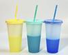 Eco-Friendly Cold-Sensitive Color-Changing Large-Capacity PP Plastic Cup with Straw for Party Use Set of 10
