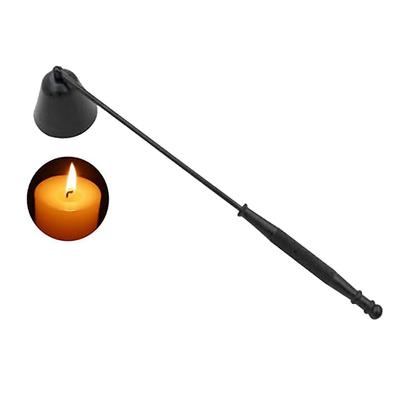 Stilvoller Glockenförmiger Kerzenlöscher für Buddhistische Altäre, Langer Griff, Eisen, Schwarz