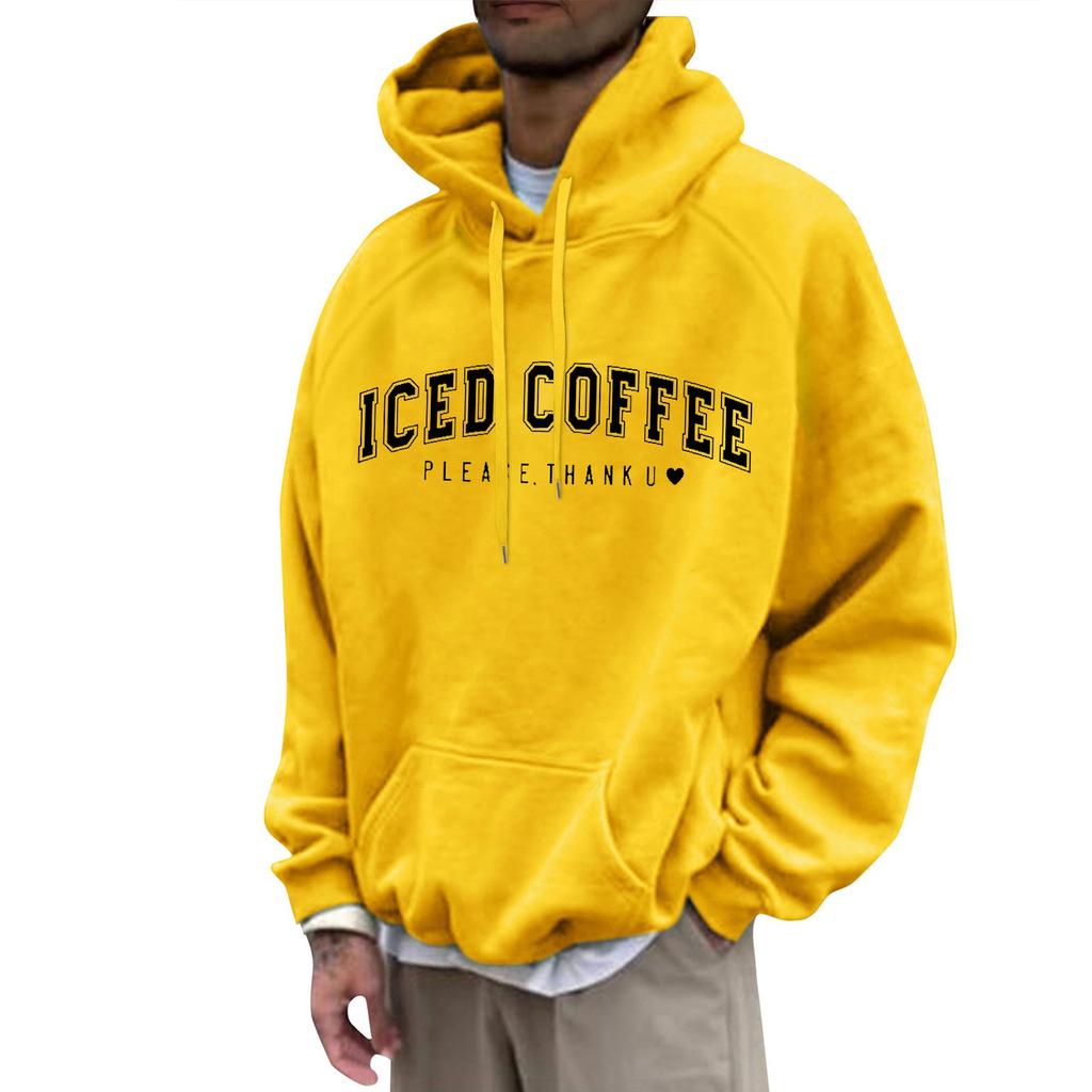 Męska luźna bluza z kapturem z nadrukiem Męska swobodna moda sportowa bluza z rękawami typu raglan