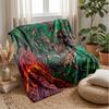 Dinosaur Battle In Lava Blanket Personalized Name Flannel Blanket Soft Cozy Plush Throw for Sofa Bed Lightweight Home Decor