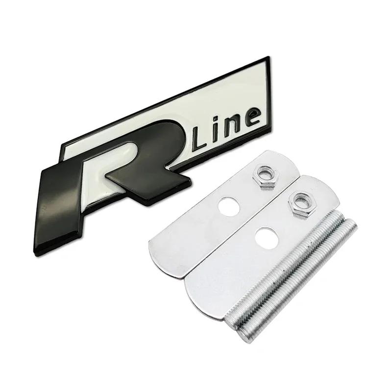 1Pc Metal Rline Emblem Car Front Grille Badge Rear Trunk Sticker for BORA CC GOLF JETTA MK4 PASSAT Polo SR32 Lavida