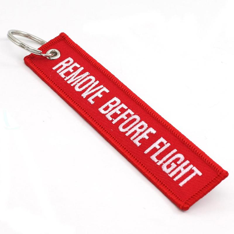 5 ST Bilnyckelring Ta bort före flygning Jet Tag Nyckelring Båda sidor Textbroderi Flygnyckelring Bilnyckelring