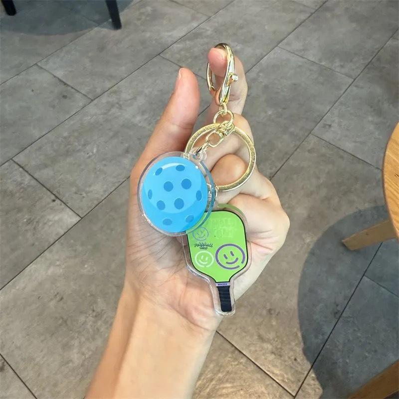 Creative Cartoon Pickleball Paddle Keychain Ornament - Fun Unisex Backpack Pendant Gift
