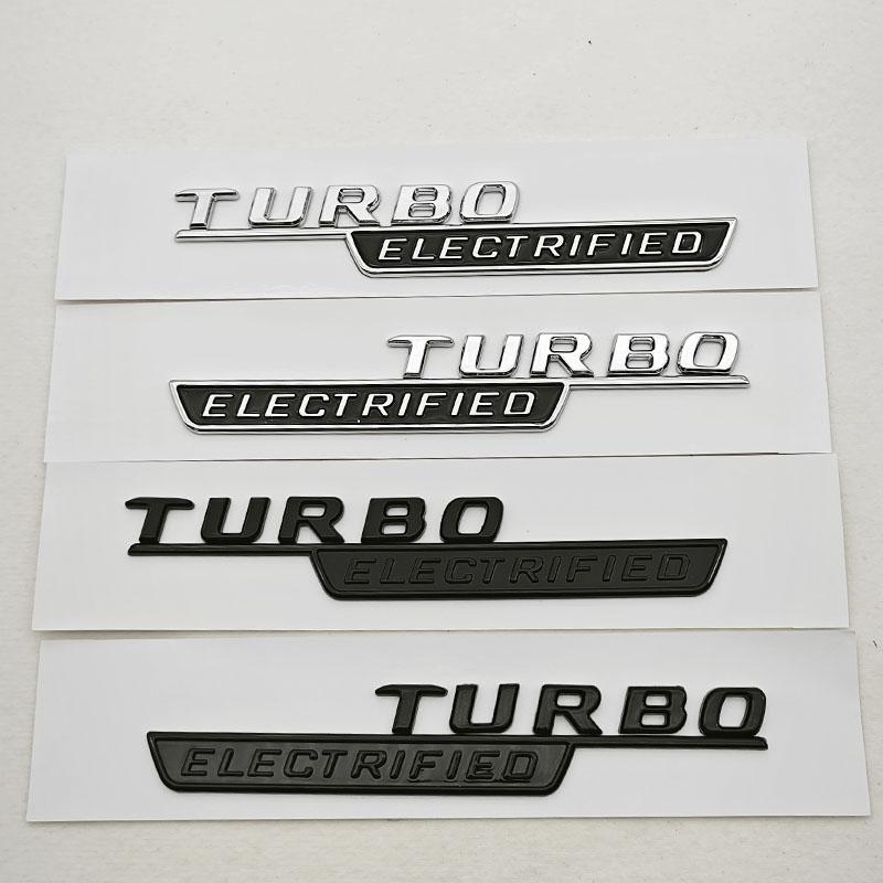 3D ABS Car Letters Logo Turbo Electrified Badge Side Fender Emblem Decals For Mercedes Benz AMG C Class C43 C63 Etc Accessories