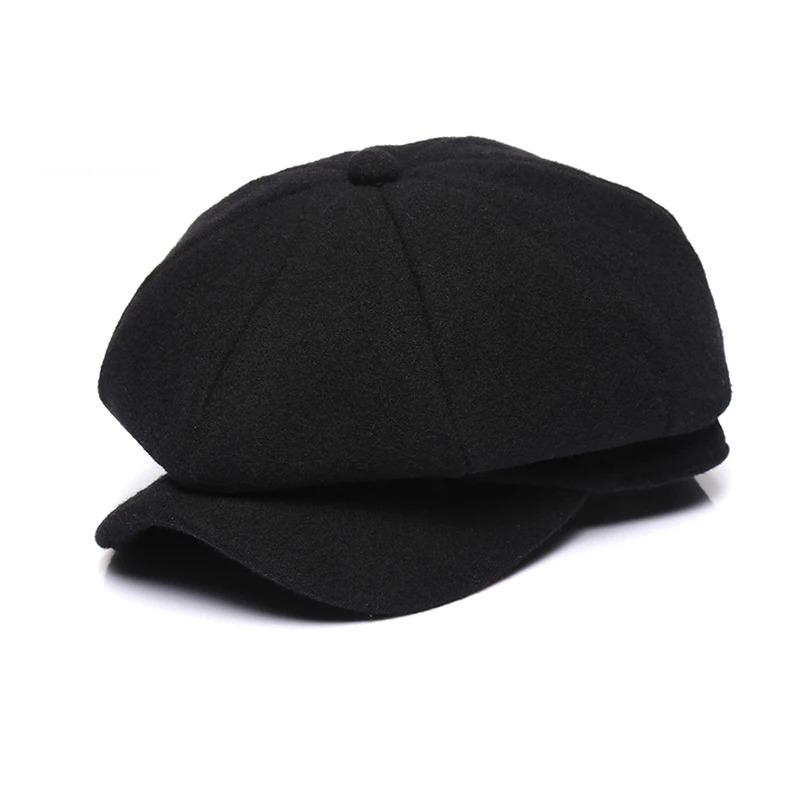 56-58Cm 58-60Cm Thickened Winter Wool Tweed Octagonal Hat Big Size Beret Dad Felt Newsboy Cap Male Leisure Ivy Caps Man