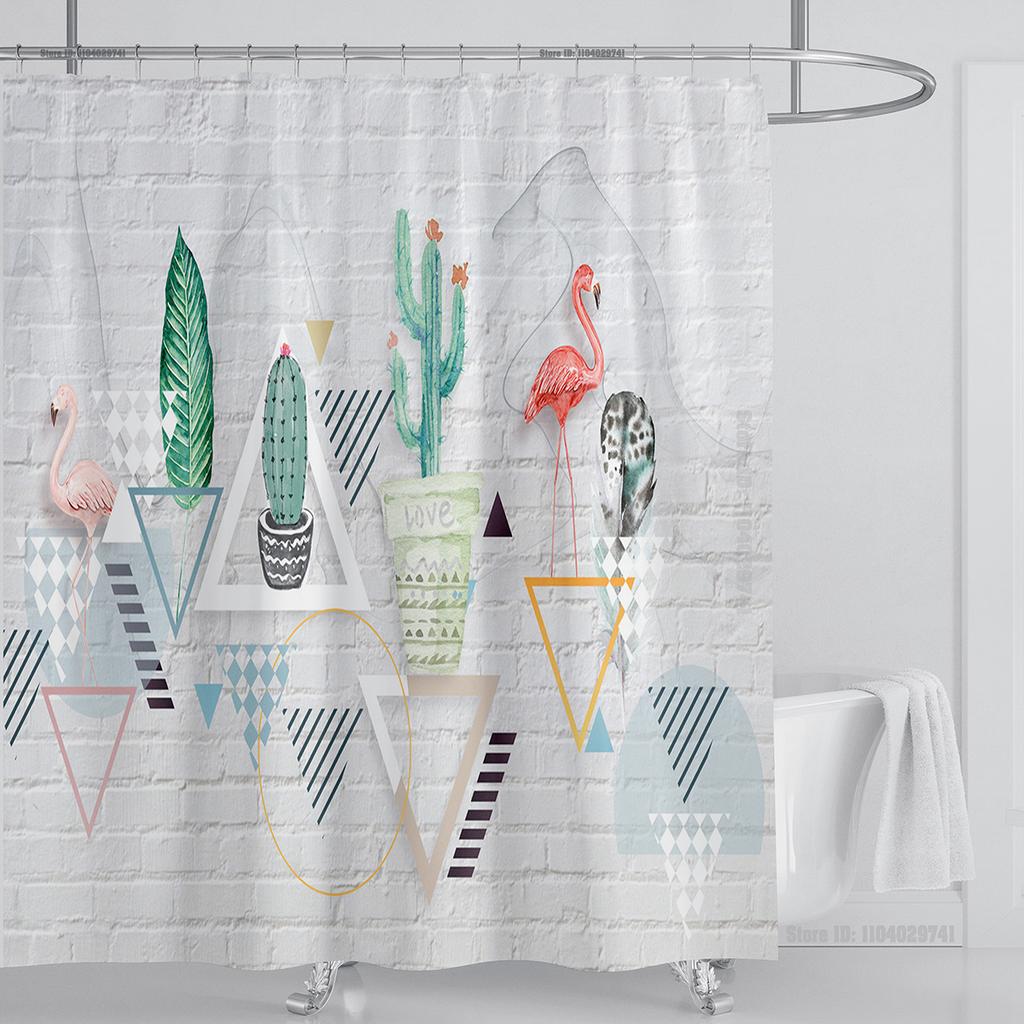 Plant Floral Shower Curtain Waterproof Shower Curtain Polyester Fabric 3D Printed Curtain Bathroom Decoration With Hooks