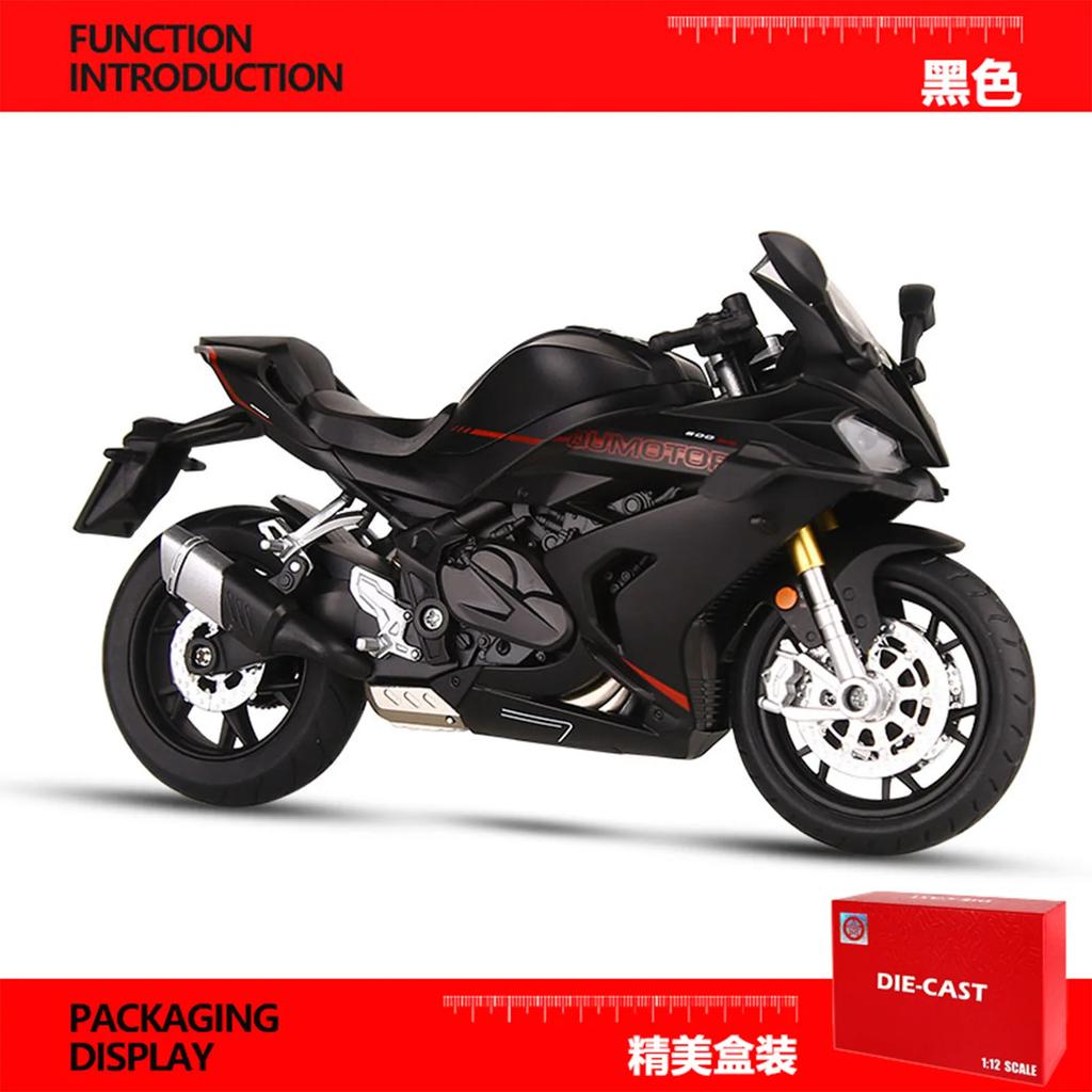 1:12 QJMOTOR 600RS Simulation Alloy QJ Motorcycle Model Exquisite Ornament Sound and Light Model Boy Toy Car Gift