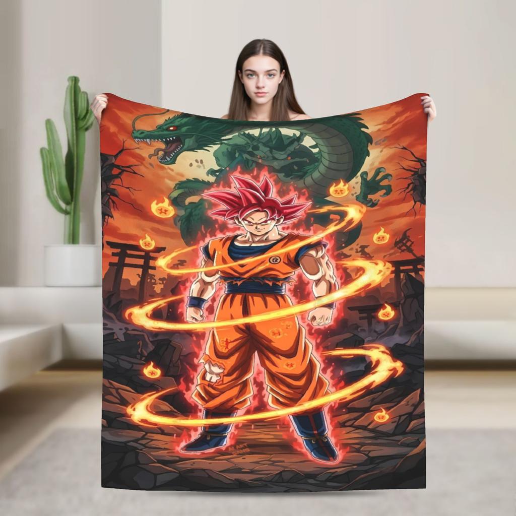 D-Dragons Ball Anime Flannel Blanket Super Soft Throw Blanket for Home Decor Decorative Street Trend Bedspread Sofa Bed Cover