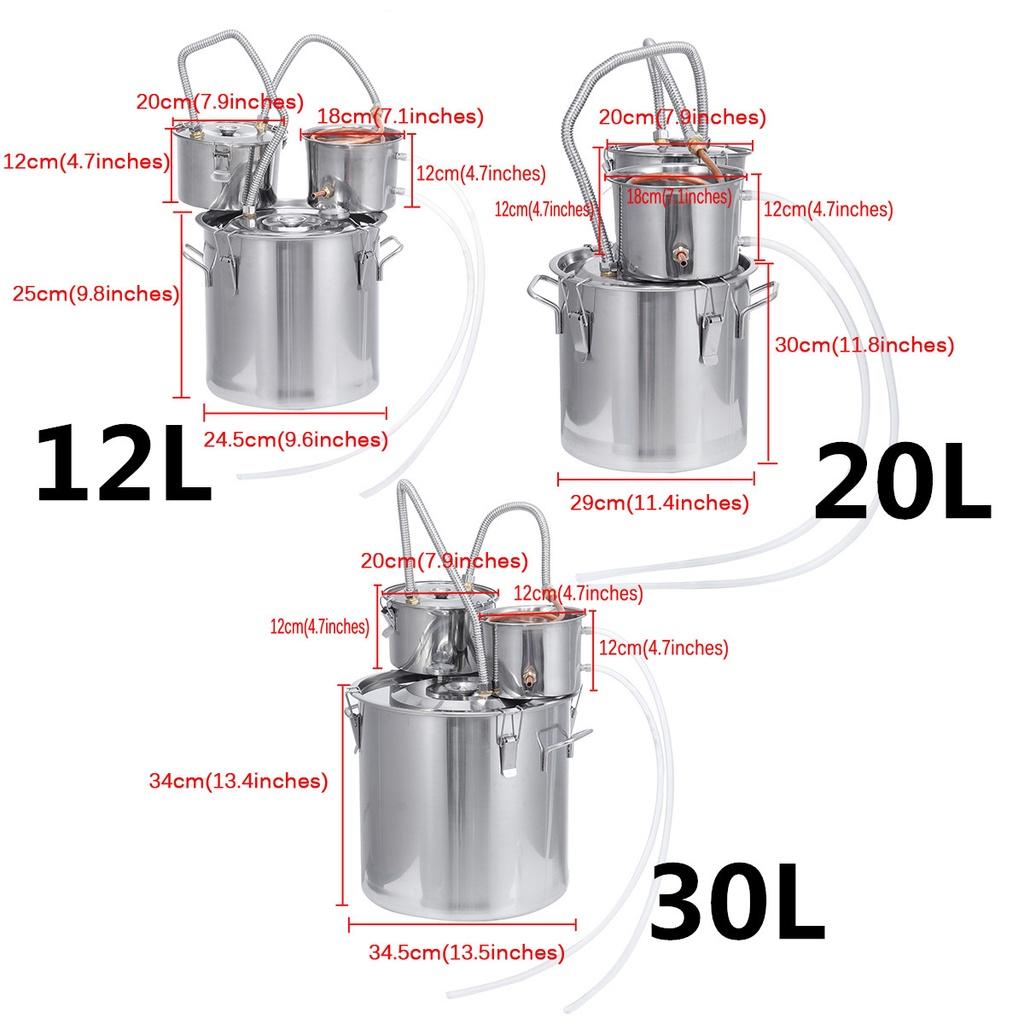 12/20/30L Home Distiller Alambic Moonshine Alcohol 3pot Still Stainless Copper DIY Brew Water Wine Essential Oil Brewing Kit
