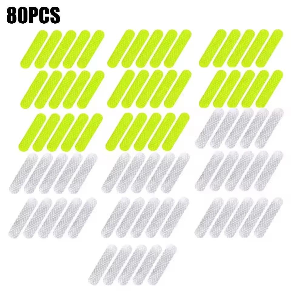 80-10Pcs Helmet Safety Warning Reflective Stickers Strip Waterproof High Visibility Reflector Tape for Night Riding Walking Car