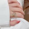 Trendy Leaves Shape Open Rings For Women Gold Silver Color Crystal Copper Ring Female Korean Daily Wear Jewelry Gift