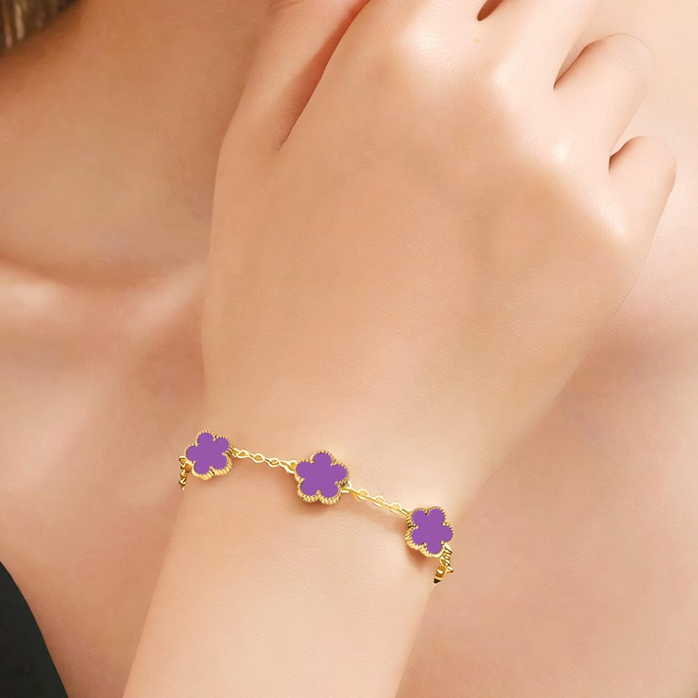 Fashion Flower Stainless Steel Bracelets For Women Trendy Gold Color Metal Bracelet Party Birthday Daily Cute Romantic Jewelry