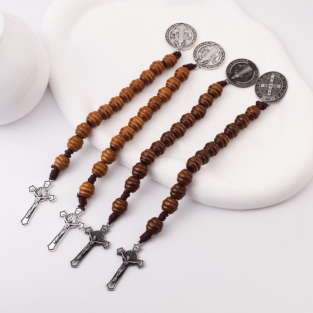 Legierung Gefertigtes Rosenkranzarmband Inklusive Kruzifix und Benedikt Design Gebetsperlen Handgelenkzubehör Bequemes Accessoire