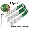 12PCS Garden Stakes U-shaped Ground Nails Landscaping Lawn Turf Pegs Staples  for Artificial Grass
