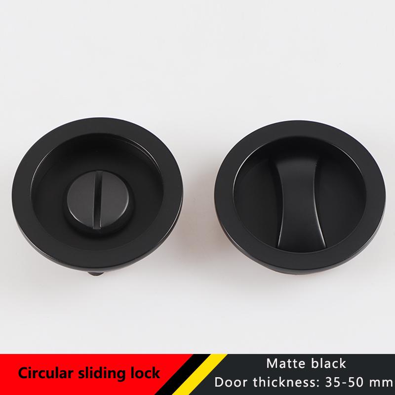 Round Black Sliding Door Sliding Door Lock Bathroom Kitchen Keyless Sliding Door Embedded Hidden Hook Lock Invisible Lock