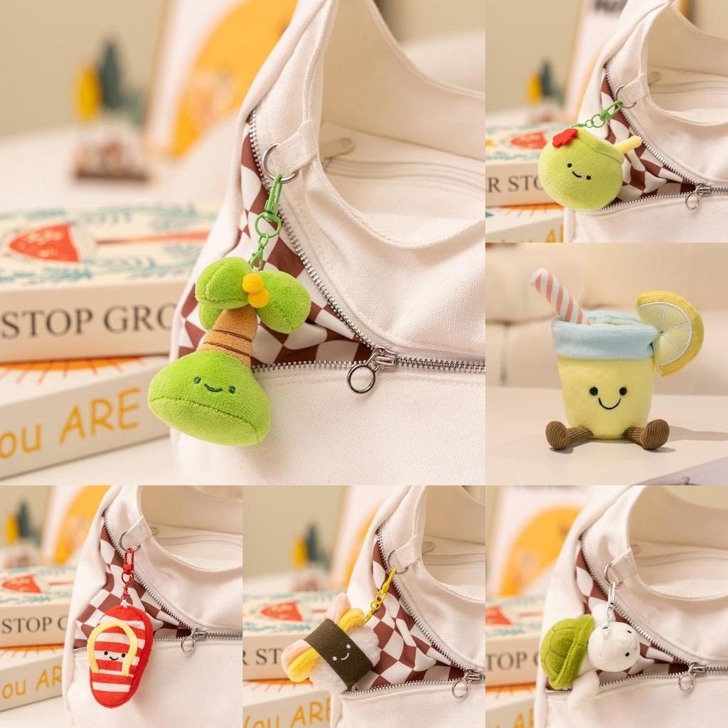 Fruit Tortoise Slippers Shaped Plush Keychain Toy Short Material Gifts Doll