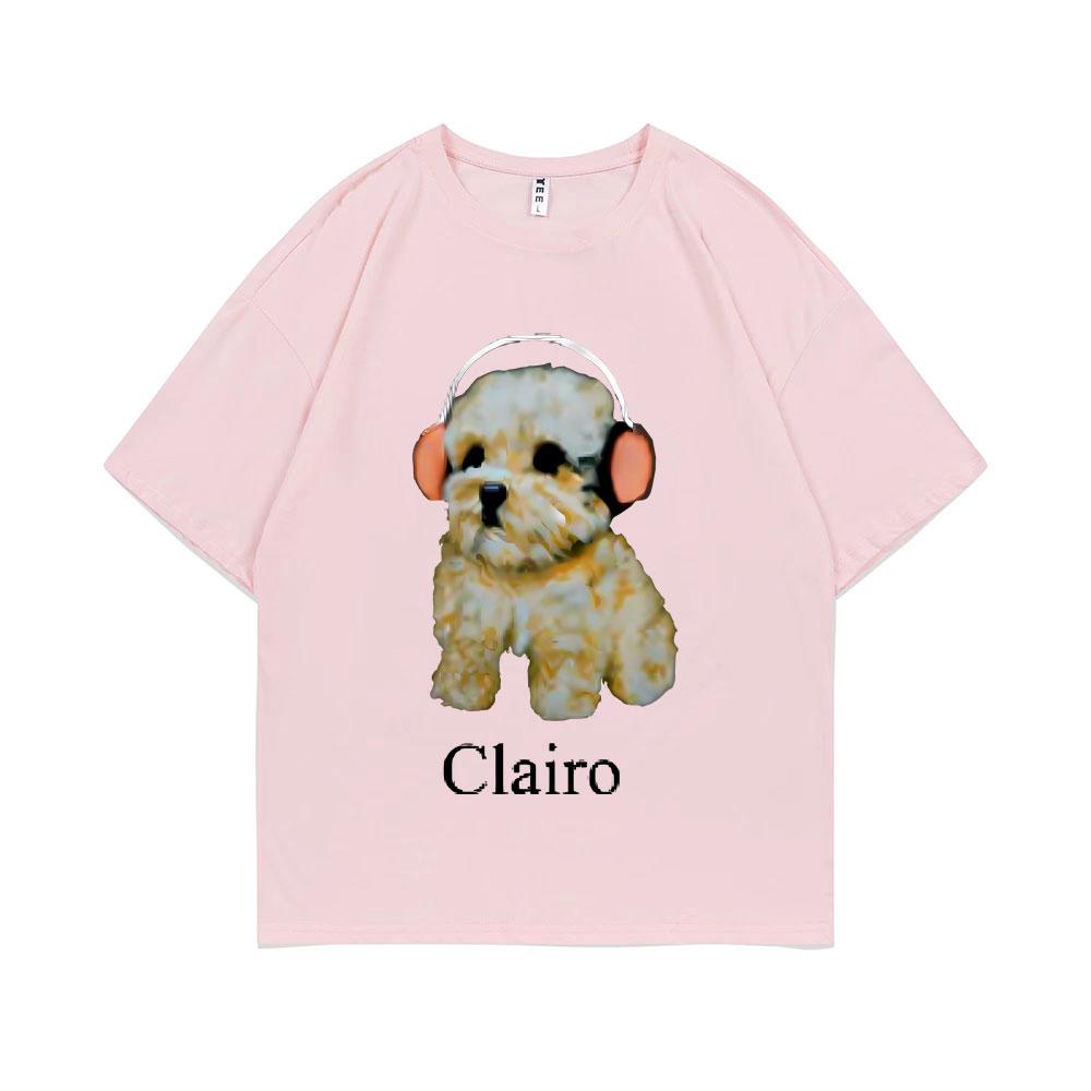 Clairo Dog Puppy Headphones Graphic Print Tshirt Summer Male Fashion Oversized Streetwear Unisex Women Cute Kawaii Tshirt Tops