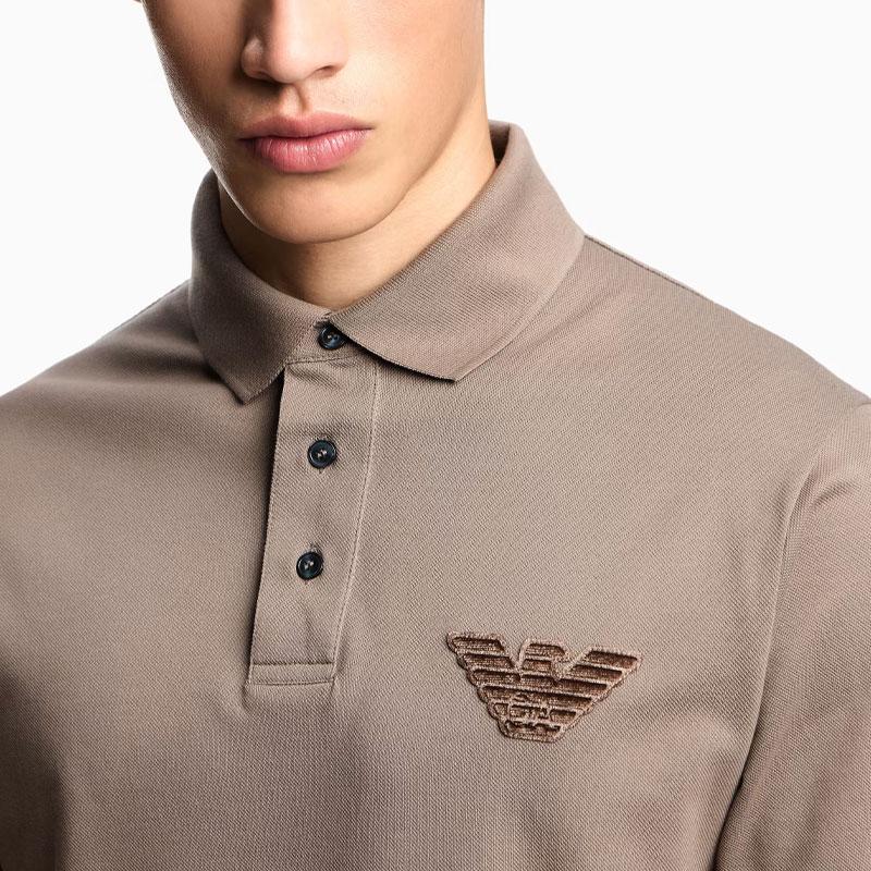 Emporio Armani Fw25 Pique Cotton Short Sleeve Polo Shirt With Eagle Patch Men tops EM003524-AF12955-U6189