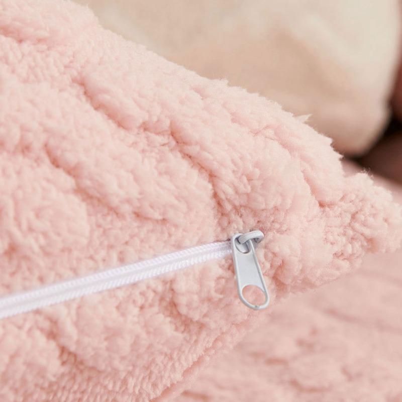 No Pillow Insert Thickened Comfort Cotton Flannel Pillowcase Solid Color Soft Jacquard Sofa Bed Lumbar Support Pillow