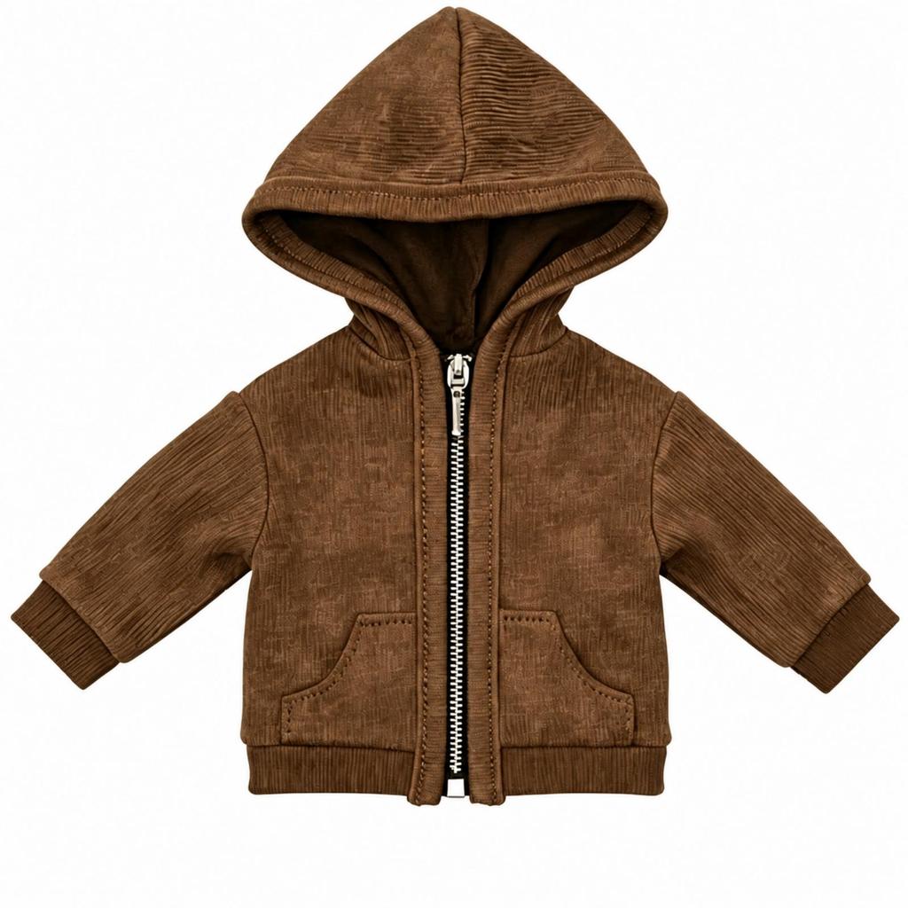 Cloth Doll Hoodie Jacket Long-Lasting Fasten Hooded Ribbed Knit Trim