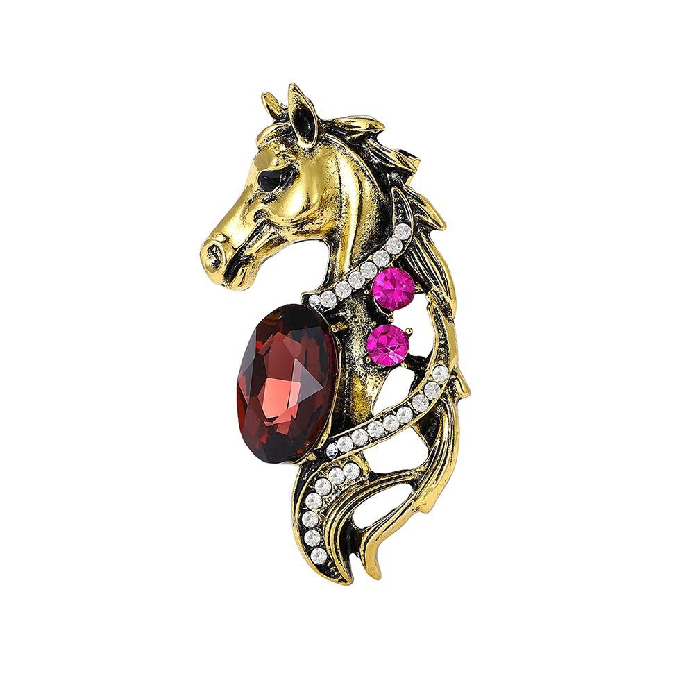 

Vintage Horse Brooch Crystal Zodiac Animal Badge NEW Steed Brooch Jewelry Gift 1