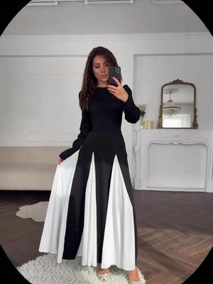 2024 Autumn/Winter Retro Slimming Women's Color Block Long Sleeve Evening Dress