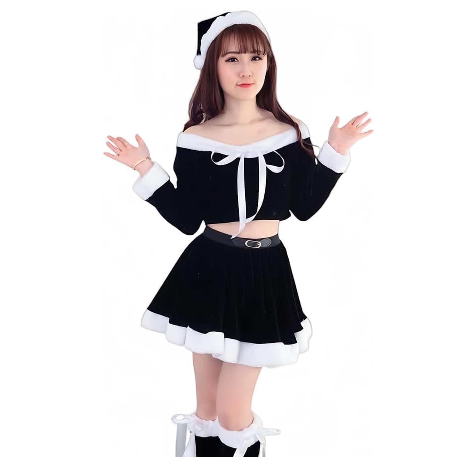 

Santa Cosplay for Cute Santa Ladies Fancy One Christmas Santa Performance New Party [YZYVIOW] Women, Costume, Black, Dress, Black, Piece, Outfit, Hat,