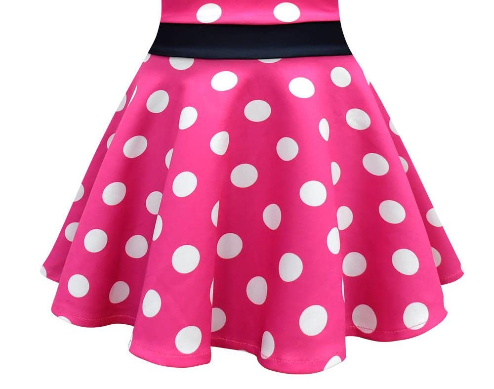 Dressy Daisy Toddler Girls Polka Dot Fancy Dress with Mouse Ears and Hair Hot Ages Perfect for or Parties Hoop, Pink, 12-18 Months, Halloween,