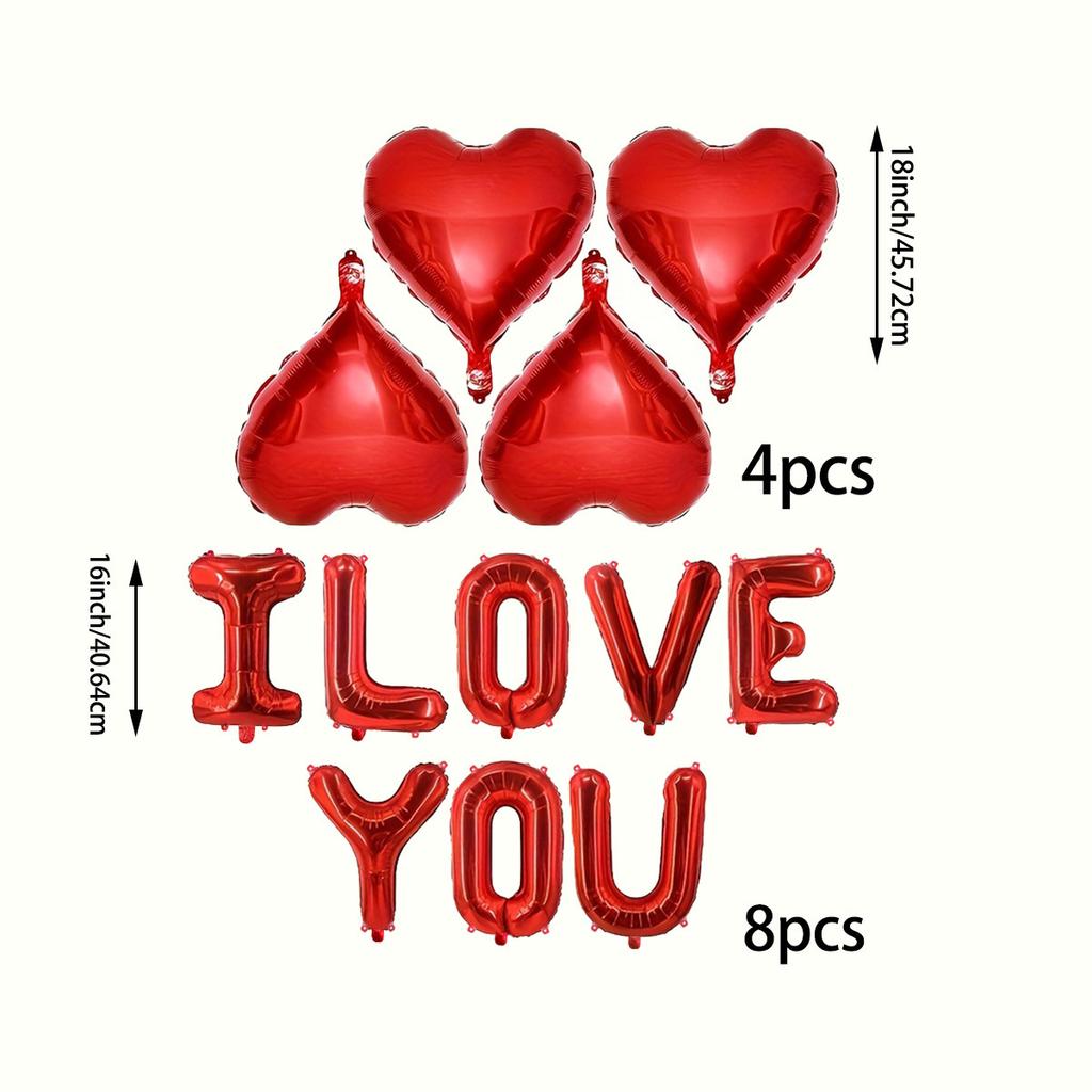 I Love You Balloons Kit Red Heart Balloon for Anniversary Wedding Marriage Decoration Party Supplies DIY Backdrop Setup Ornament