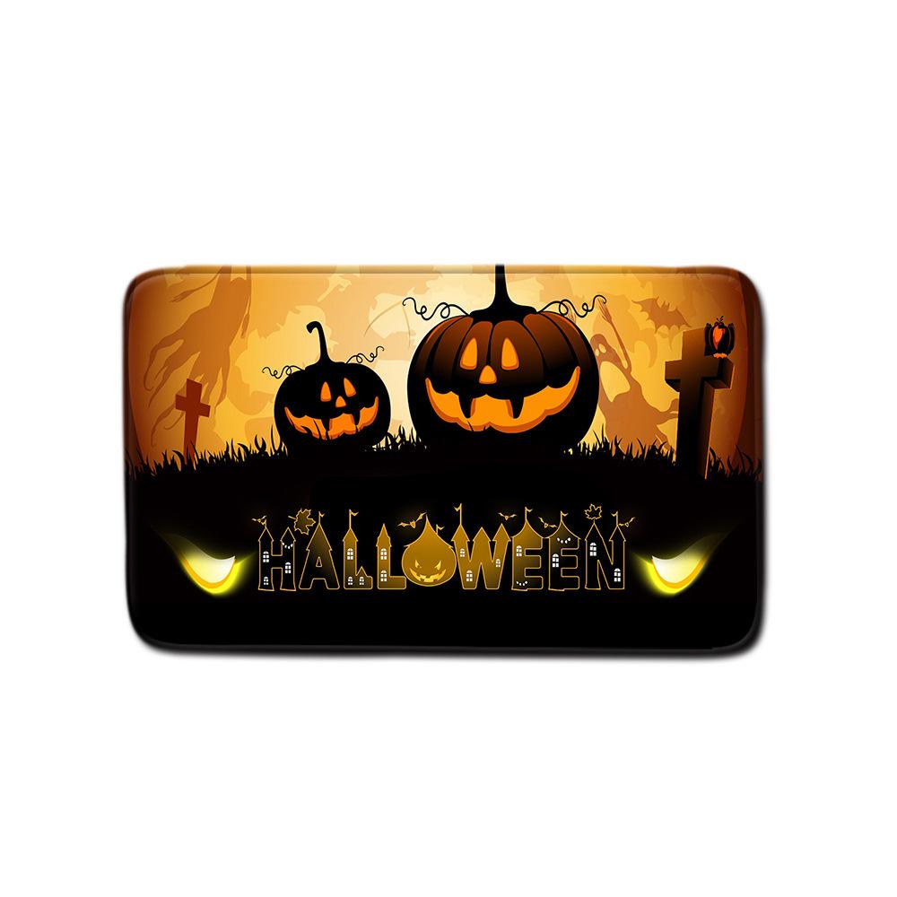 Halloween Shower Curtain Floor Mat Combination Four-Piece Set Bathroom Toilet Carpet Shower Room Foot Door Mat