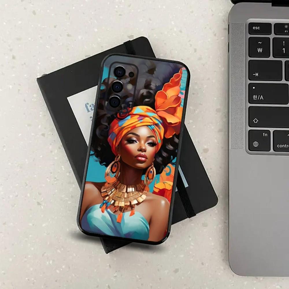 Colorful Art African Girl Black Phone Case For Samsung S24,S21,S22,S23,S30,Ultra,S20,Plus,Fe,Lite,Note,10,9,5G Black Soft Cover