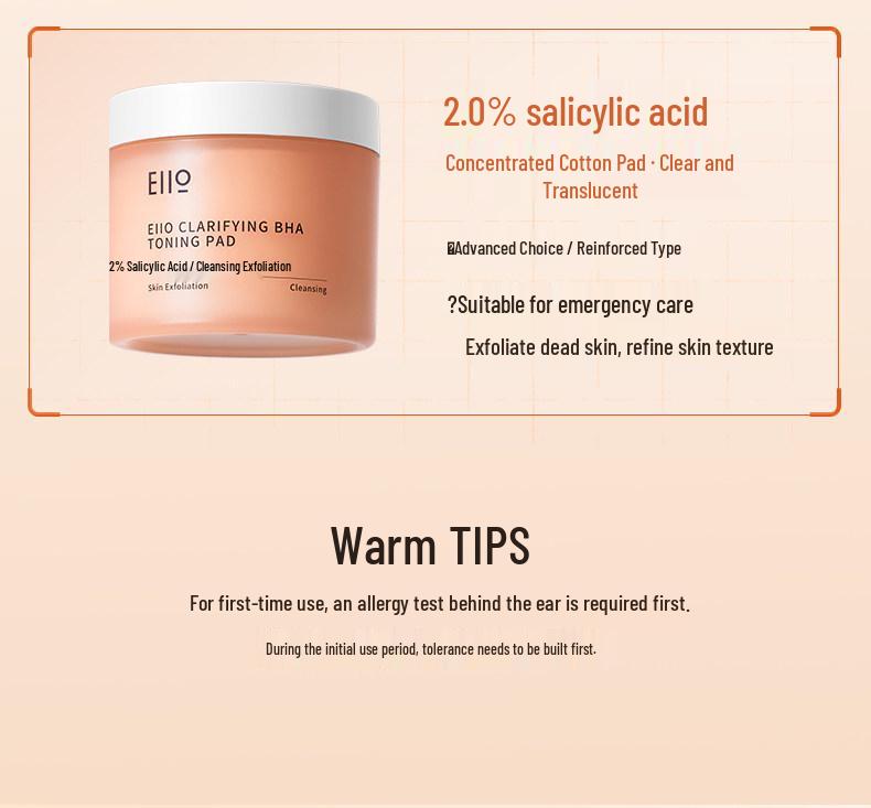 Eiio Salicylic Acid Cotton Pads for Acne & Blackheads - Deep Cleansing & Pore Refining
