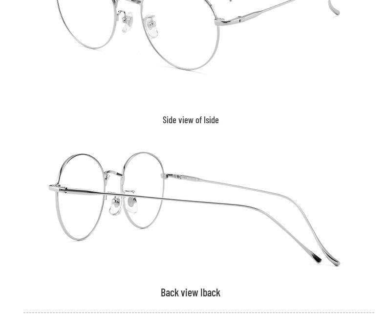 Ultralight Pure Titanium Rim Eyeglasses for Women - Xiaohongshu Style, Anti-Blue Light, Retro, Myopia Compatible (Model 1640)