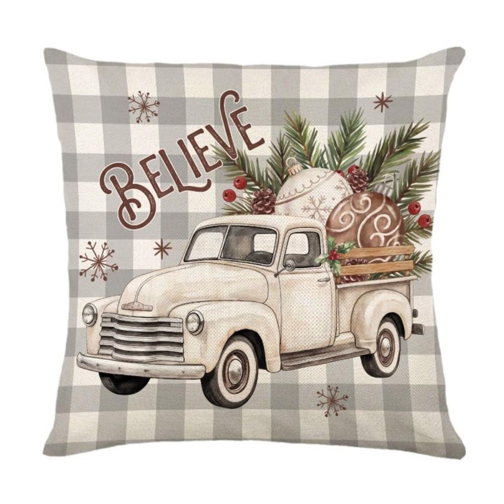 Cute 2D Flat Printing Christmas Pillow Covers Soft Flower Throw Cushion Case Ball Square Xmas Tree Pillowslip Car