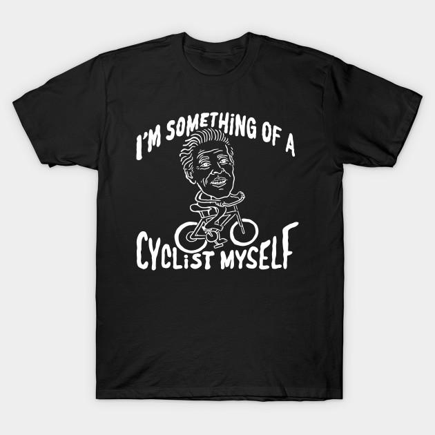 

Men Black Print T-shirt Something Of A Cyclist No-Cut Transfer Paper Print Cotton Tshirt M